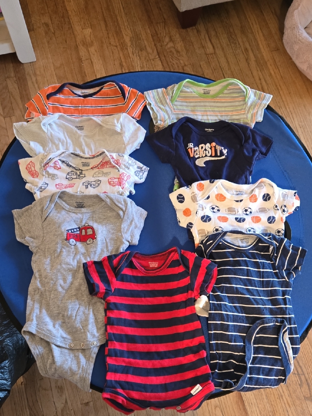 Baby Boys 6-9 mos Bundle Short Sleeve Onesies, 9 Total.